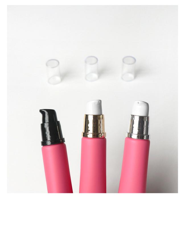 15ml Pink Frosted Matte Cosmetic Tube with Zinc Alloy Ceramic Pump Head Screw Cap for 15g Mineral Eye Cream Lipgloss (BTL062)