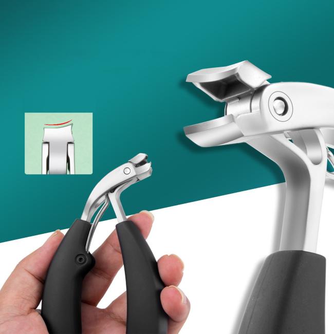 FOCSTAR Angled Head Toenail Clipper Large Size Nipper Style Wide Jaw Nail Clipper for Thick Nails (BT2069)