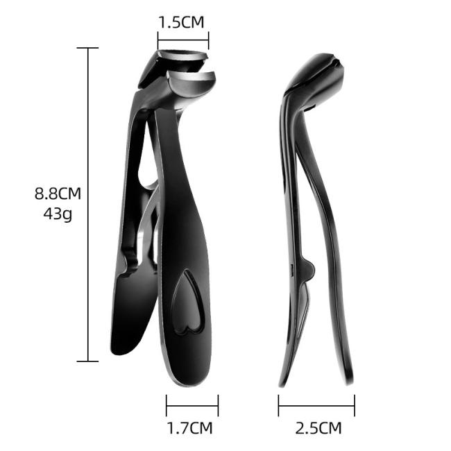 FOCSTAR BT2065 Angled Head Long Handled Anti-Splash Toenail Clipper with Wide Jaw Catcher Curved Blade for Thick Nails Fingers
