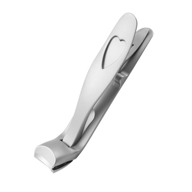 FOCSTAR BT2065 Angled Head Long Handled Anti-Splash Toenail Clipper with Wide Jaw Catcher Curved Blade for Thick Nails Fingers