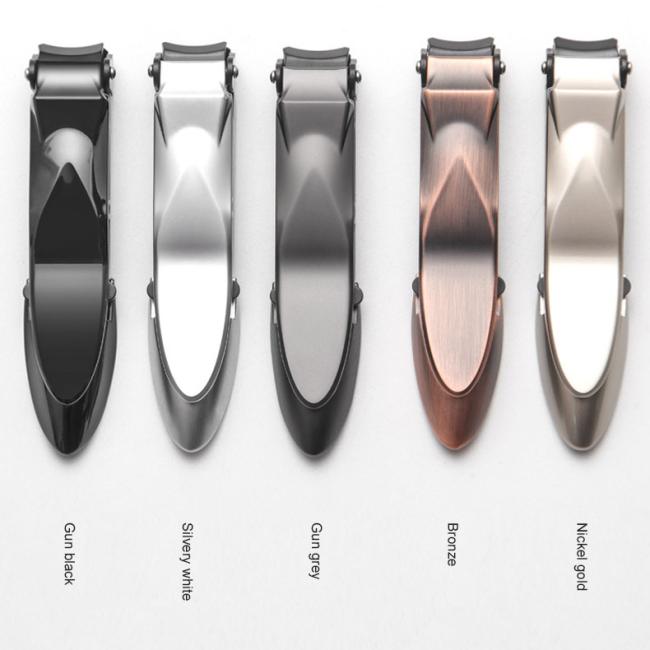 FOCSTAR Heavy Duty Anti-Splash Stainless Steel Self-Collecting Nail Cutters Ergonomic Nail Clippers Curved Blade Catcher for