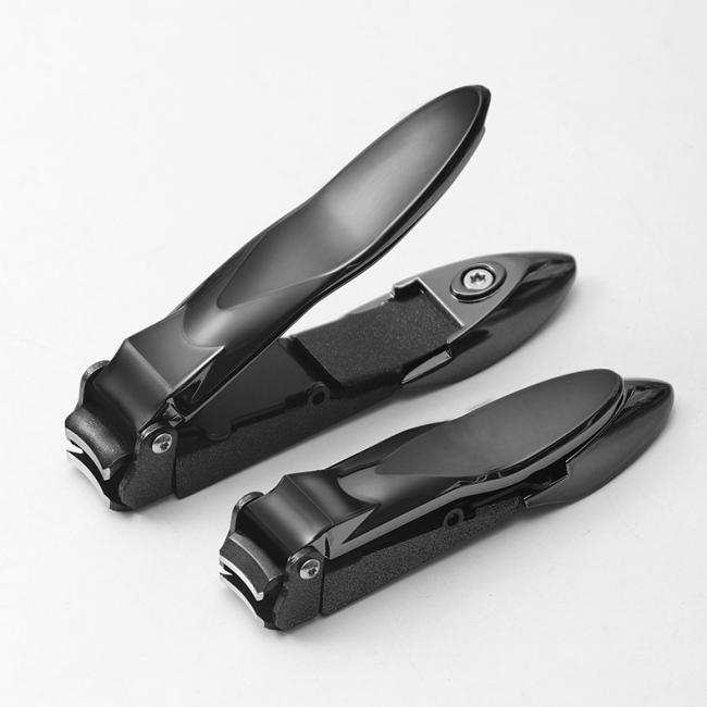 FOCSTAR Heavy Duty Anti-Splash Stainless Steel Self-Collecting Nail Cutters Ergonomic Nail Clippers Curved Blade Catcher for