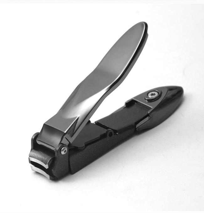 FOCSTAR Heavy Duty Anti-Splash Stainless Steel Self-Collecting Nail Cutters Ergonomic Nail Clippers Curved Blade Catcher for