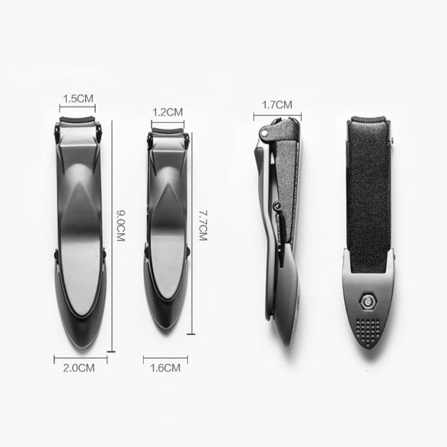 FOCSTAR Heavy Duty Anti-Splash Stainless Steel Self-Collecting Nail Cutters Ergonomic Nail Clippers Curved Blade Catcher for