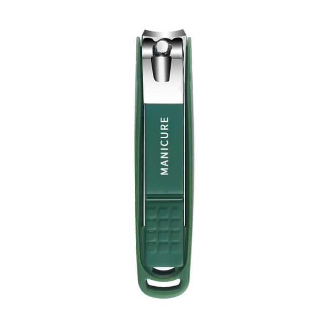 FOCSTAR 2023 Green Color Manicure Nail Clipper Set Anti-Splash with 2 3 4 6 Pieces Catcher for Fingers (BT2056)