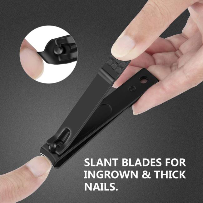 FOCSTAR Competitive Price 3pcs Black Carbon Steel Nail Clipper Nail Cutter Clippers Manicure Tool in Black Metal Box (BT2033)