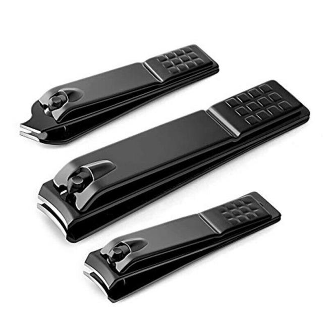 FOCSTAR Competitive Price 3pcs Black Carbon Steel Nail Clipper Nail Cutter Clippers Manicure Tool in Black Metal Box (BT2033)
