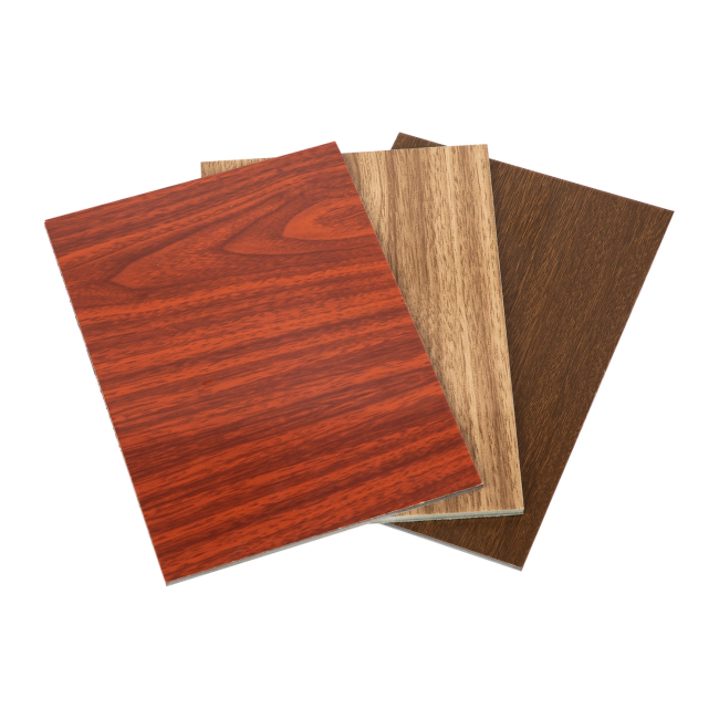 3D American Walnut Wood Grain Aluminum Composite Panel close-up view