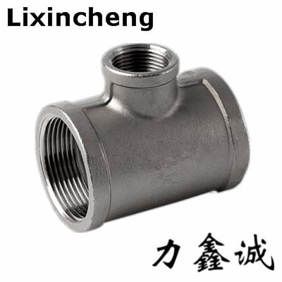China Stainless steel pipe fittings Reduct tee/three way thread tee for sale