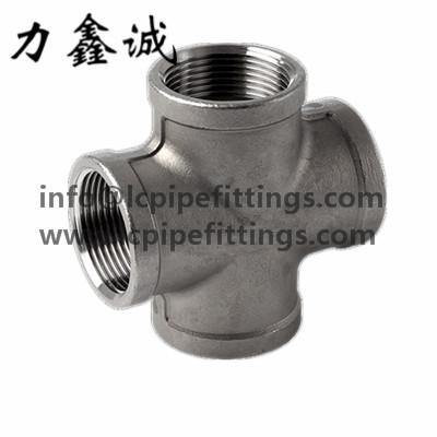 China Stainless steel Cross(+B)four ways connect npt threading female casting stainless steel pipe fittings from China for sale