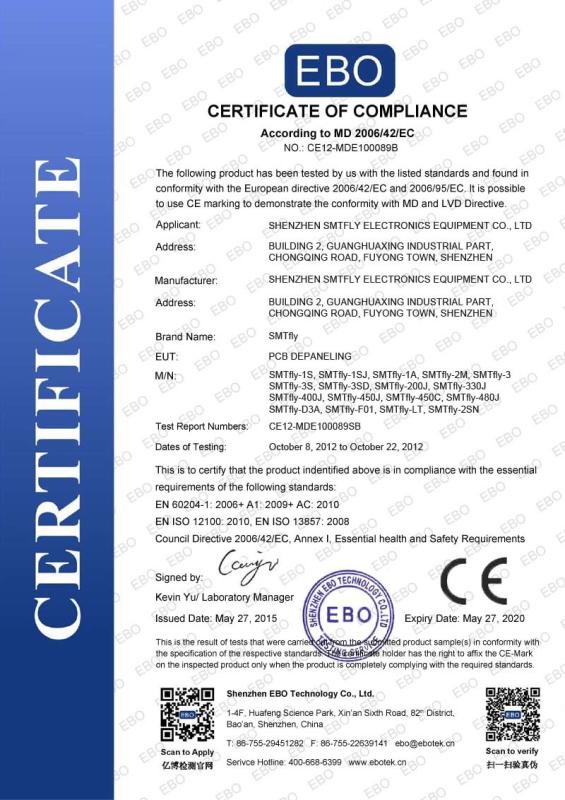 CE - Shenzhen SMTfly Electronic Equipment Manufactory Limited