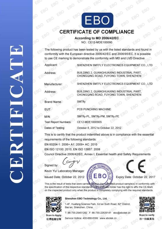 CE - Shenzhen SMTfly Electronic Equipment Manufactory Limited