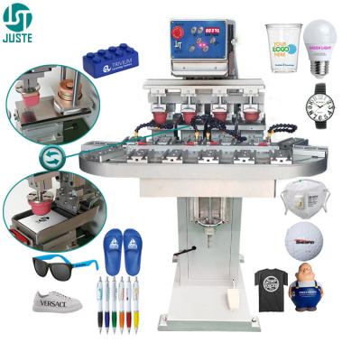China Multi 4 Color Pad Printing Machine Conveyor Ink Tray Automatic Tampo Pad Printer For Plastic Cup Ceramic Dinner Plate for sale