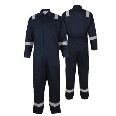 China Lightweight Hi Vis Fire Retardant Coveralls Cotton Navy Blue Anti Safety Uniform Welder Fire Resistant Apparel for sale