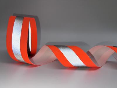 China Cotton Fire Resistant Reflective Tape 7.5cm Width Sew On Orange-Silver-Orange for sale
