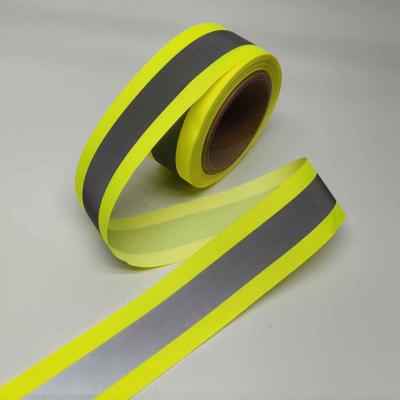 China Highlight Yellow Reflective Webbing For Clothes Bags Sportswear Outwear Workwear for sale