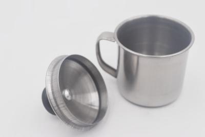 China 11cm Caitang factory customized tea mugs metal steel travel cup with cover for sale