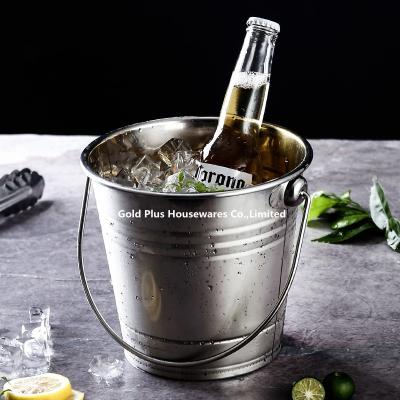 China 0.8L Promotion outdoor stainless steel ice bucket with handle for bar metal champagne beer wine keg cooler for sale