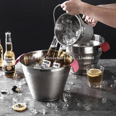 中国 Wholesale custom silver stainless steel wine champagne beer ice bucket for bar 616g cheap steel ice bucket 販売のため