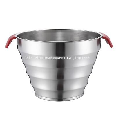 China Promotional 25cm iron metal silver vintage barrel stainless steel beer ice bucket with two plastic handle for sale