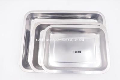 中国 32*22cm Multifunction pure inverted square plate oil pans fruit plate buffet dinner stainless steel kitchenware tray 販売のため