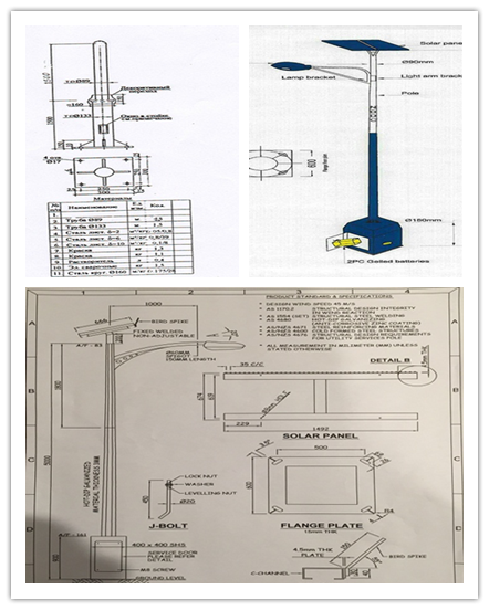 6 - 8m Height Solar Power Systerm Street Light Poles With 30w / 60w Led Lamp 1