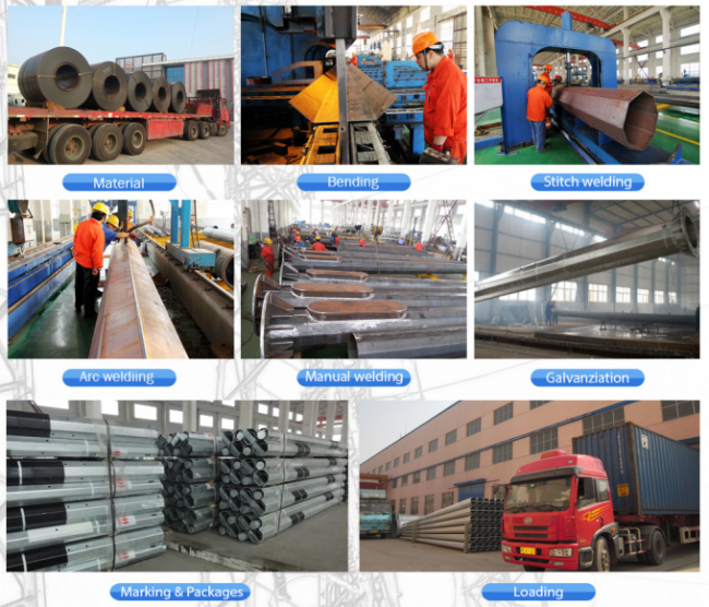69kv 25ft 75ft Galvanized Steel Plate Steel Power Pole for Electrical Power Transmission and Distribution 0