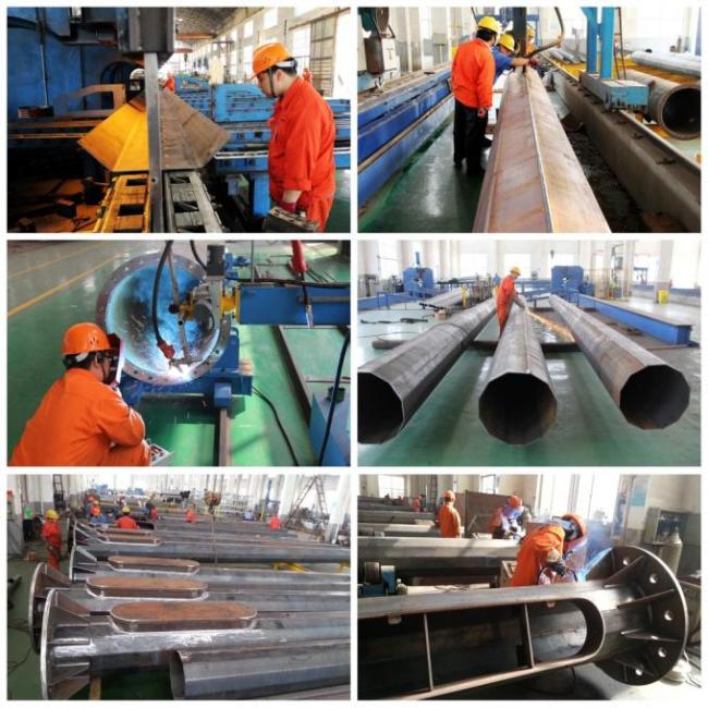 450Mpa Min Yield Stress Electrical Power Pole , Cross Arm Galvanised Steel Poles 1