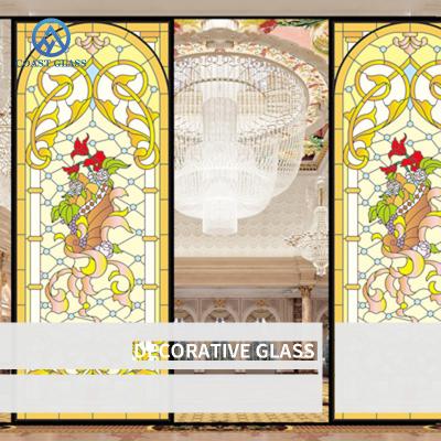 China Vidrio pintado personalizado Ventanas vidrio decorativo simple hermoso en venta