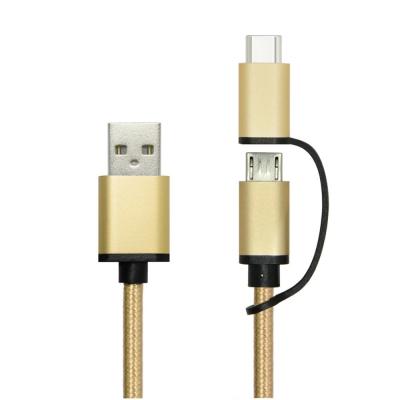 China Aluminium Alloy 2 In 1 USB Type C Charging Cable With USB 3.1 Type C Converter for sale