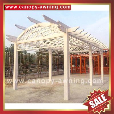 China prefabricated outdoor garden park wood look grape aluminum alu metal trellis gazebo Pergola vine grids shelter kits for sale