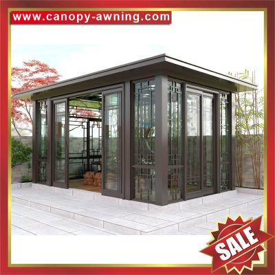 China excellent Outdoor garden park alu Aluminium aluminum glass gazebo pavilion rain sun canopy shelter sunroom sun house for sale
