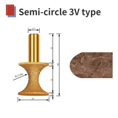 China Semi-circle 3V type diamond vacuum brazed tool engraving stone marble granite for sale
