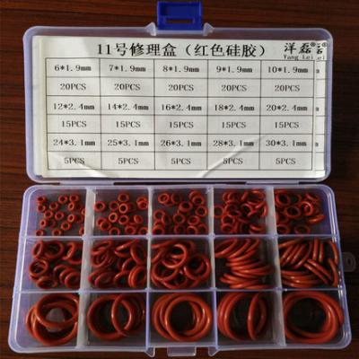 China Red Color O Ring Seal Kit / Small O Ring Kit Virgin Silicone Material for sale