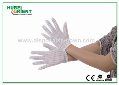 中国 白いナイロンESDの安全な手袋伝導性のリボンが付いている使い捨て可能な手の手袋 販売のため