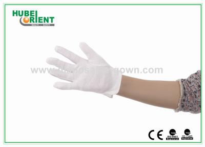 China White Color Discharge Nylon Electrostatic Gloves With PVC Dots for sale