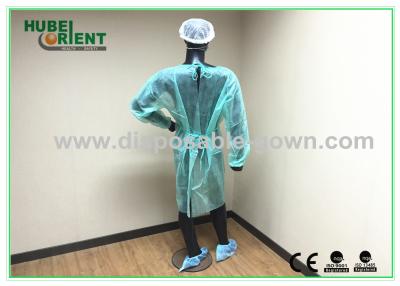 China Isolamento descartável verde/amarelo do uso veste-se/vestido descartável do laboratório com pulso elástico à venda