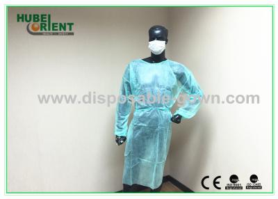 China Vestido longo 40g/m2 do isolamento da luva do único uso com o pulso elástico para o uso médico à venda