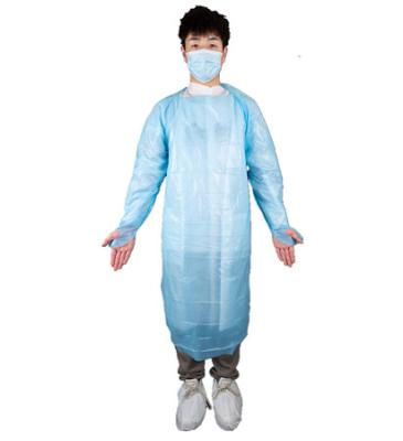 China Factory Price Medical Use CPE Protective Gown With Thumb-Loop Cuffs For Hospital for sale
