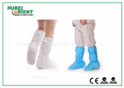 China Medical Use PP Coated CPE Boot Covers Non Slip Waterproof Shoe Covers For Cleaning Room for sale