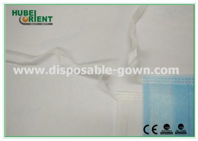 China White Disposable Mouth Mask / Face Mask Surgical Disposable 3 Ply With Tie On for sale