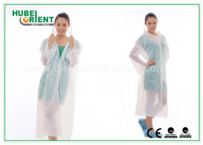 China Waterproof PE Disposable Protective Gowns , Transparent Disposable Poncho Raincoat for sale