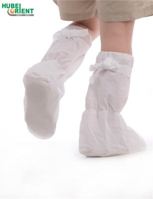 China Cleanroom PP CPE Medical Booties Shoe Covers With Non Slip PVC Sole for sale