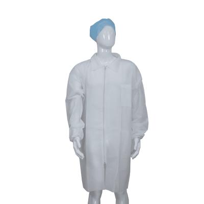 China Factory Use Dust Proof Disposable Lab Coats 25 - 55g/m2 With Snaps Closure for sale