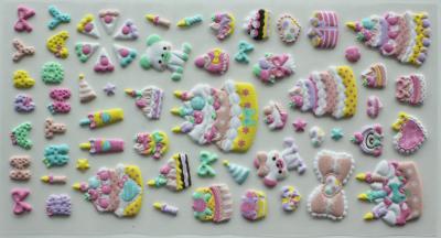 China PVC 3D Fuzzy Foam Birthday Puffy Stickers With Felt finished for sale