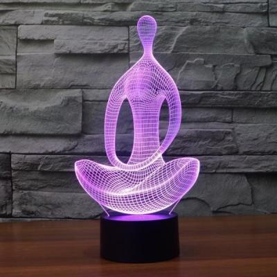 China A ioga 3D ciano conduziu o Natal Rohs variável da luz da noite da lâmpada da ilusão à venda