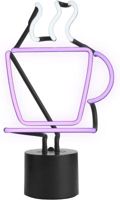 China Coffee Cup 14x8 Neon Light Desk Lamp 130V Ac Handblown Glass Dercoration for sale
