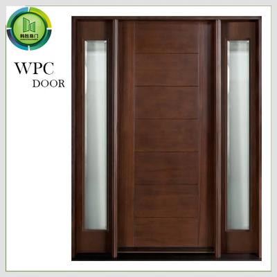 China Composite Dual Glass WPC Sliding Door Residential PVC laminted Surface Finishing for sale