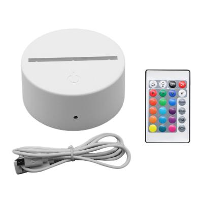China LED 7 Colors Change 3D White Round Shape Night Light Touch Control Lamp Base for Christmas à venda