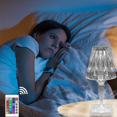 China RGB Crystal Lampshade Fancy Lighting Table Light For Bedroom Decoration Led Vintage Lamp rechargeable led table lamp à venda